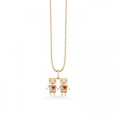 Gold & Diamond Robot Friendship Charm