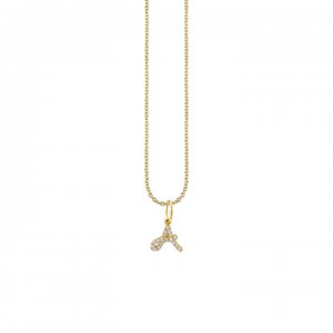 Gold & Diamond Small Initial Charm Necklace