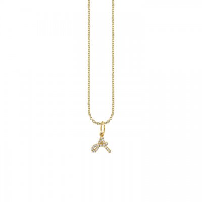 Gold & Diamond Small Initial Charm Necklace