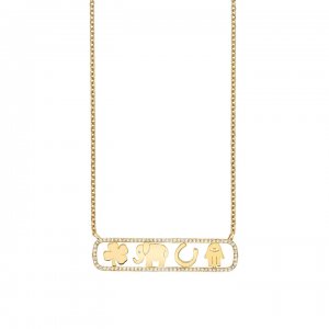 Gold & Diamond Icon Bar Necklace