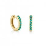 Gold & Turquoise Huggie Hoops