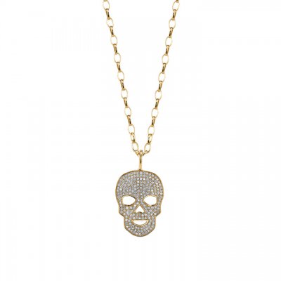 Men's Collection Gold & Diamond Large Skull Charm