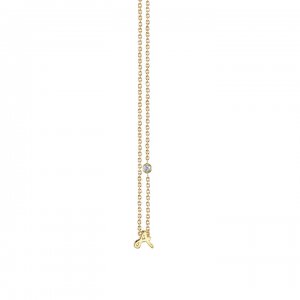 Gold Plated Sterling Silver Initial Necklace with Bezel Set Diamond