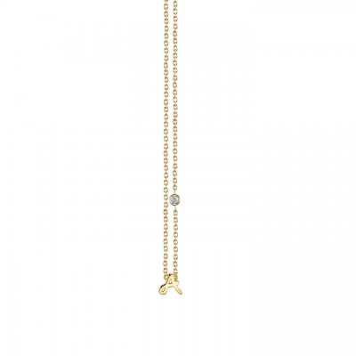 Gold Plated Sterling Silver Initial Necklace with Bezel Set Diamond