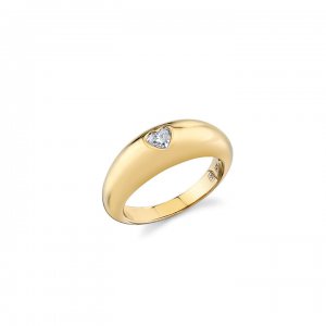 Gold & Diamond Heart Shape Puffy Ring