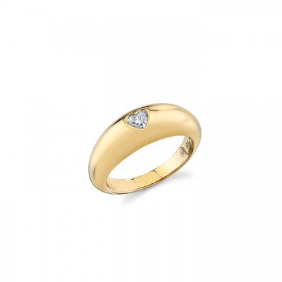 Gold & Diamond Heart Shape Puffy Ring