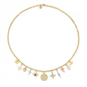 Gold & Diamond Multi-Charm Necklace