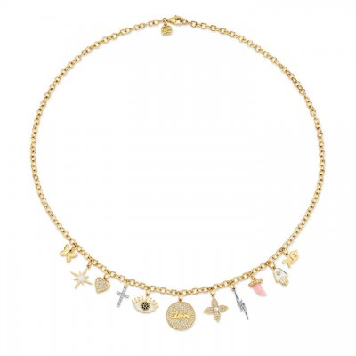 Gold & Diamond Multi-Charm Necklace