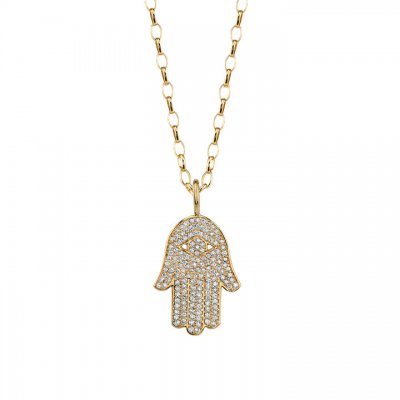 Gold & Diamond Large Hamsa Charm