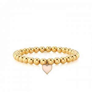 Gold & Enamel Heart on Gold Beads