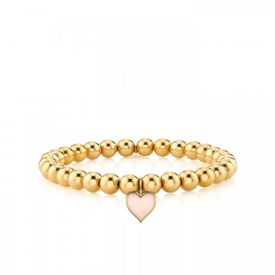 Gold & Enamel Heart on Gold Beads