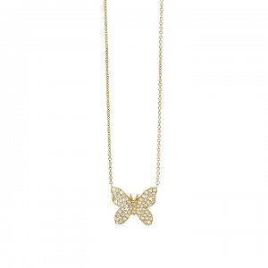 Gold & Diamond Butterfly Necklace