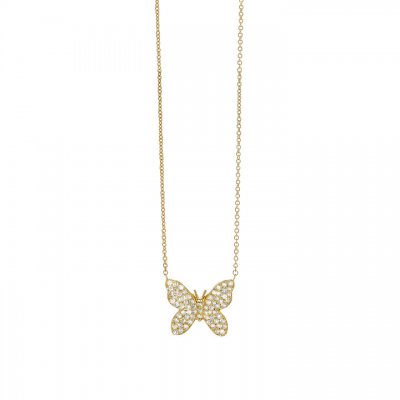 Gold & Diamond Butterfly Necklace