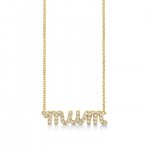 Gold & Diamond Mum Script Necklace