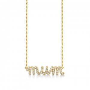 Gold & Diamond Mum Script Necklace