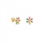 Gold & Rainbow Daisy Happy Face Stud