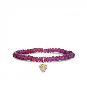 Little Loves Gold & Diamond Strawberry on Rhodolite