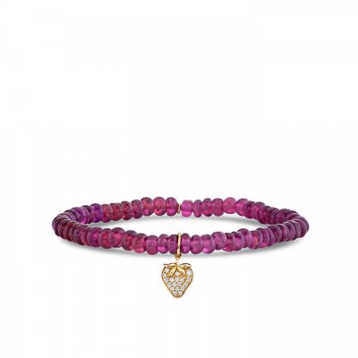 Little Loves Gold & Diamond Strawberry on Rhodolite