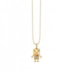 Little Loves Gold & Diamond Robot Necklace