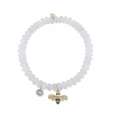 Gold & Diamond Life Multi-Charm on Rainbow Moonstone