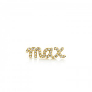 Gold & Diamond Custom Script Stud