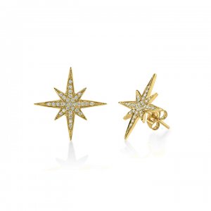 Gold & Diamond Medium Starburst Stud