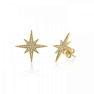 Gold & Diamond Medium Starburst Stud