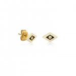 Gold & Diamond Tiny Enamel Groovy Evil Eye Stud