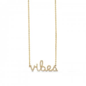 Gold & Pave Diamond Vibes Necklace