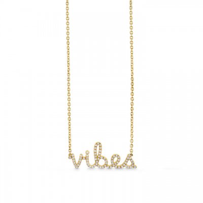 Gold & Pave Diamond Vibes Necklace