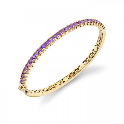 Gold & Gemstone Large Bangle