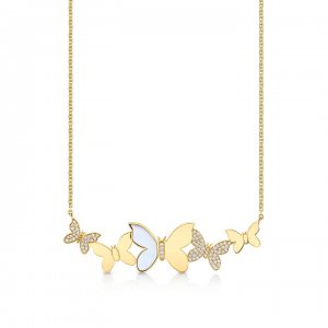 Gold & Diamond Large Butterfly Cluster Necklace