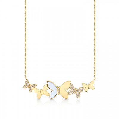 Gold & Diamond Large Butterfly Cluster Necklace