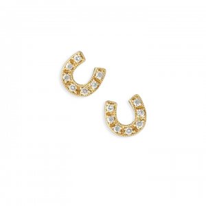 Gold & Diamond Horseshoe Stud