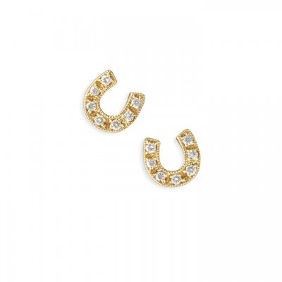 Gold & Diamond Horseshoe Stud