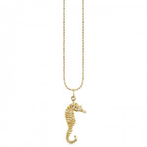 Gold & Diamond Seahorse Charm