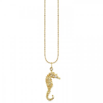 Gold & Diamond Seahorse Charm