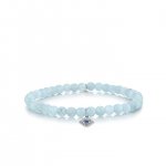 White Gold & Bezel Diamond Evil Eye with Sapphire on Aquamarine