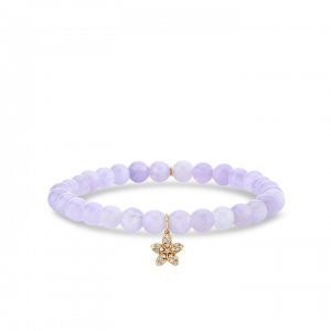 Gold & Diamond Small Plumeria on Lavender Amethyst