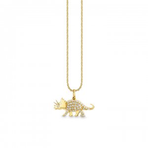 Little Loves Gold & Diamond Triceratops Necklace