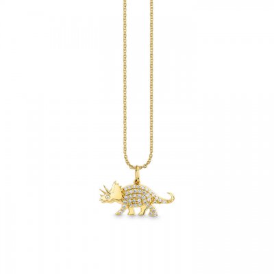 Little Loves Gold & Diamond Triceratops Necklace