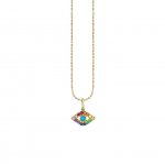 Gold & Rainbow Large Bezel Evil Eye Charm