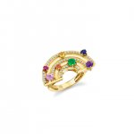 Gold & Diamond Rainbow Block Signet Ring