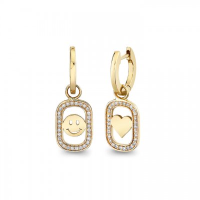 Gold & Diamond Open Icon Earrings