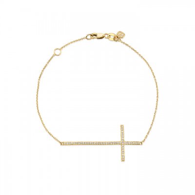 Gold & Diamond Large Cross Bracelet