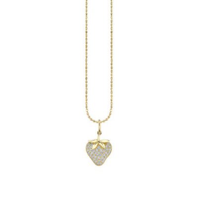 Gold & Diamond Strawberry Charm