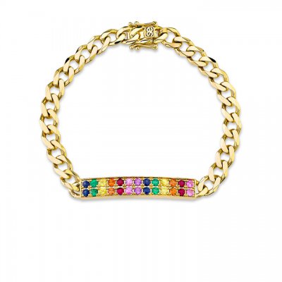 Gold & Rainbow Id Bar Bracelet