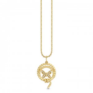 Gold & Diamond Butterfly Lasso Charm