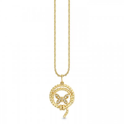 Gold & Diamond Butterfly Lasso Charm