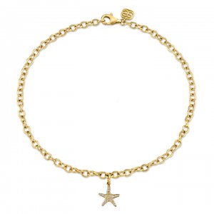 Gold & Diamond Small Starfish Anklet